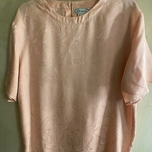 SilkLand Pink Boxy Blouse with Mandarin Collar